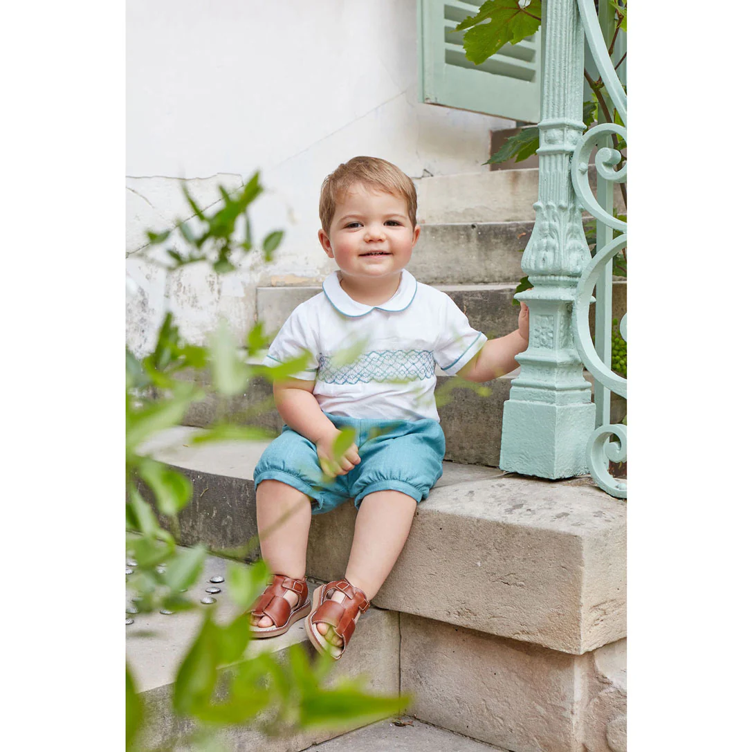 Kidiwi Teal Linen Bamabe Baby Set - Image 3