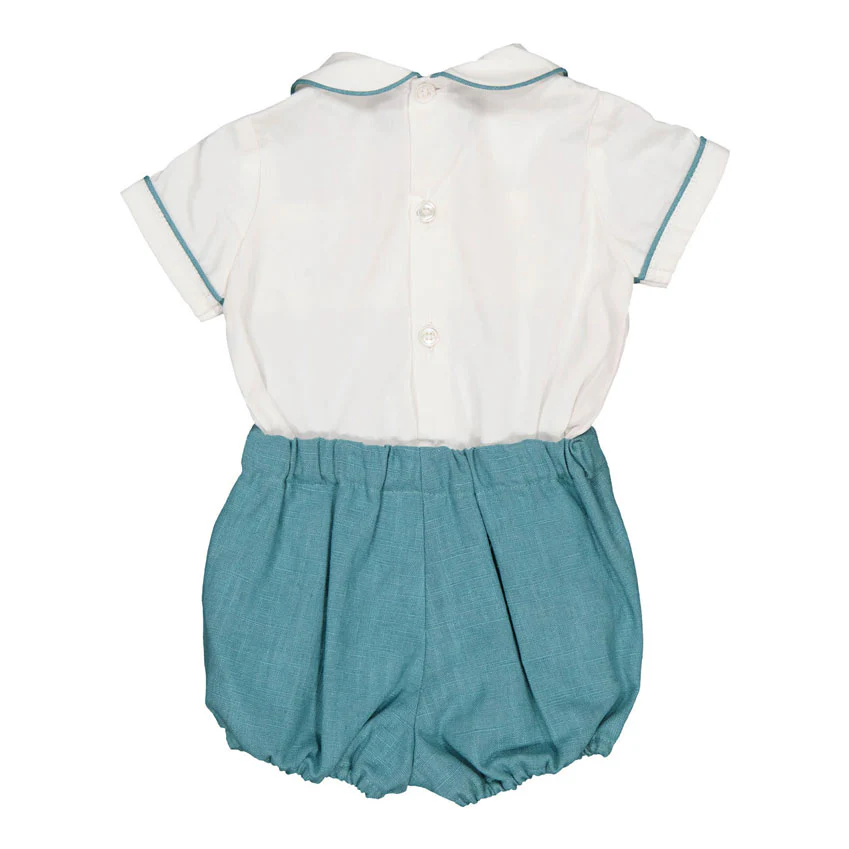 Kidiwi Teal Linen Bamabe Baby Set - Image 4