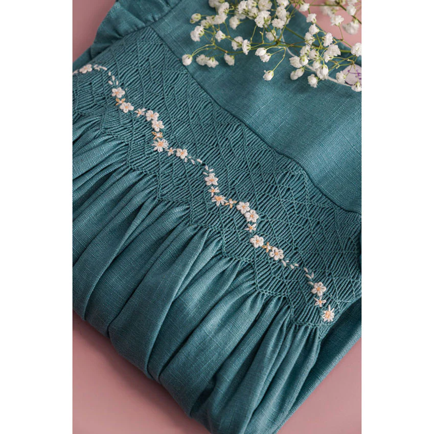 Kidiwi Teal Linen Emelyne Dress - Image 3