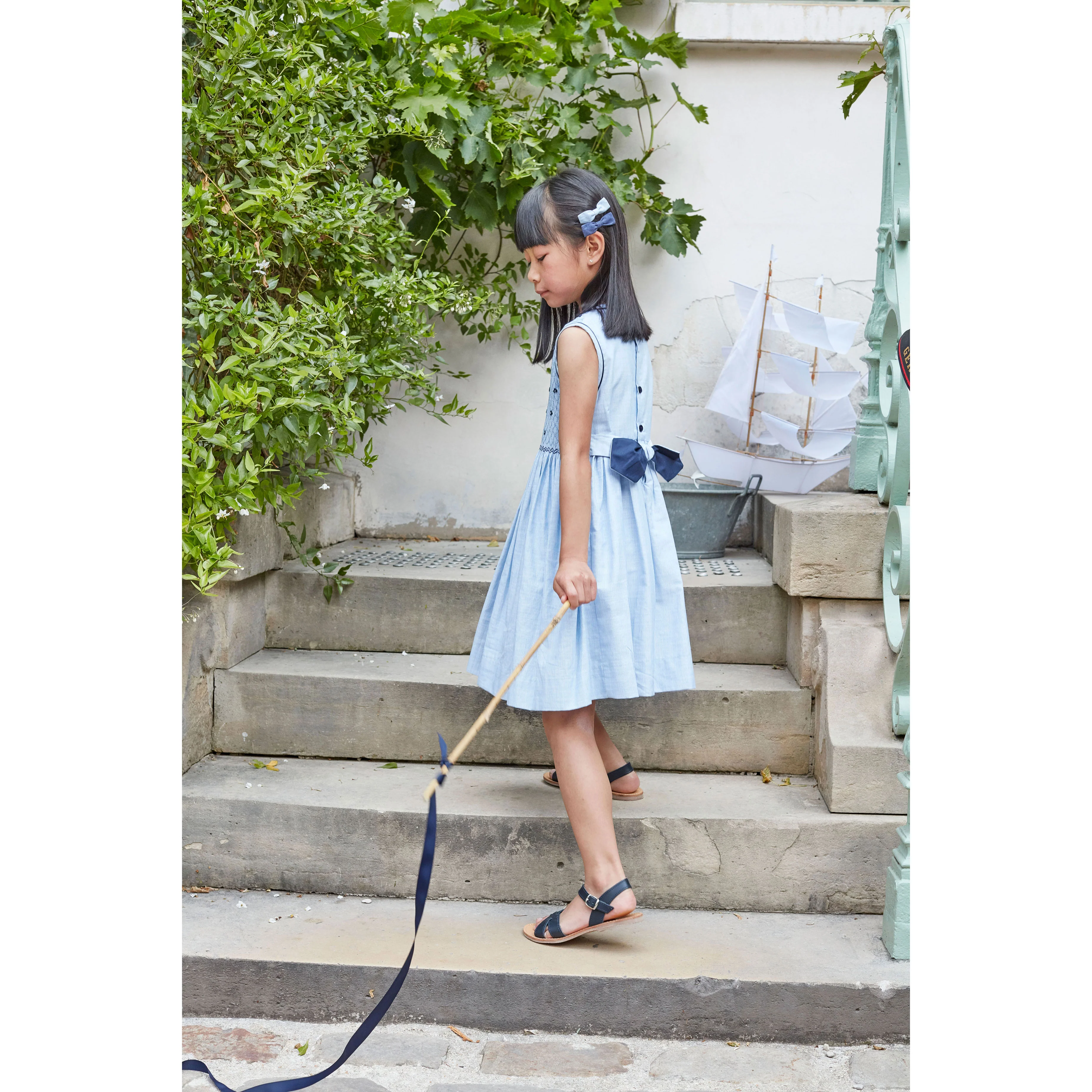 Kidiwi Thin Blue/White Stripes Emma Dress - Image 5