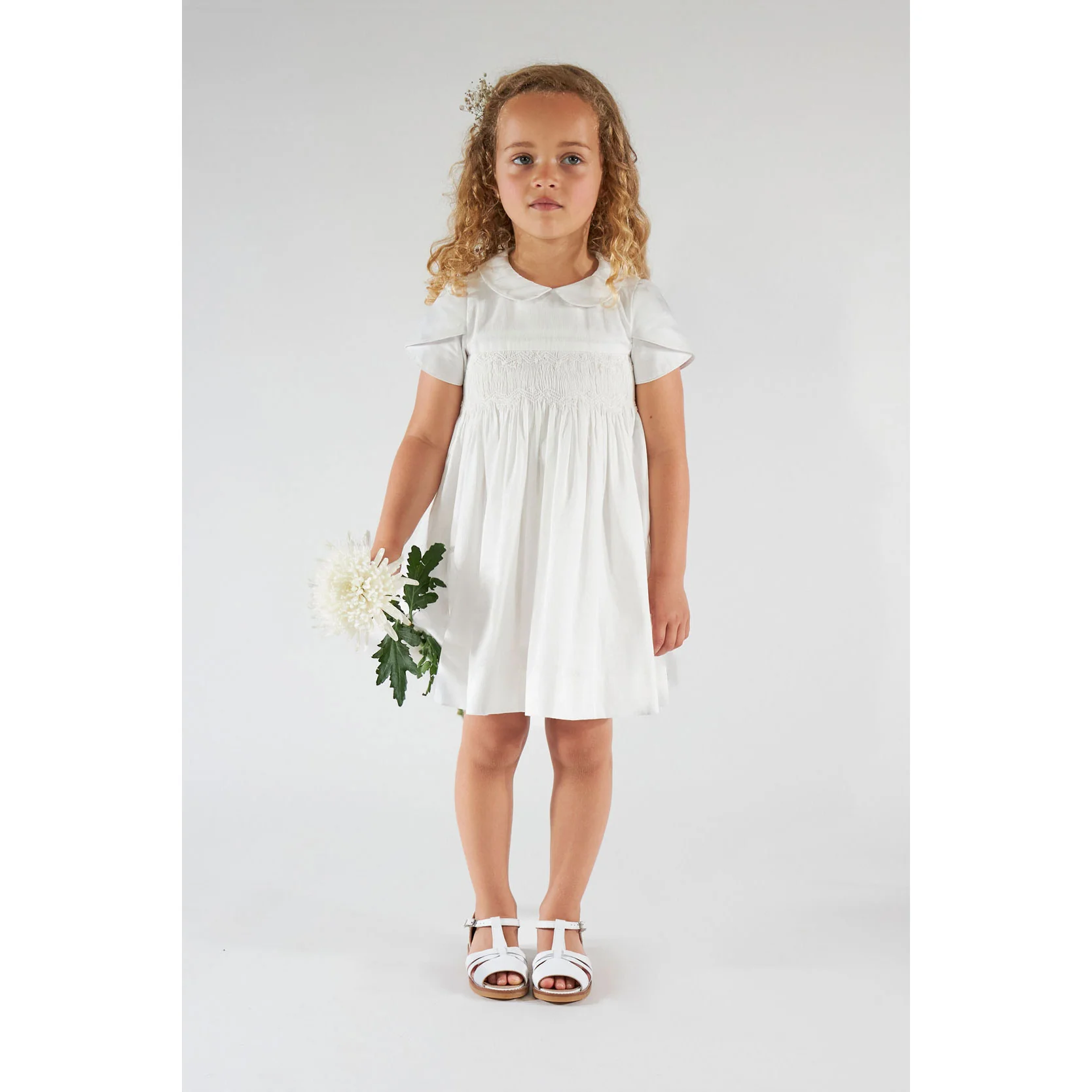 Kidiwi White Clemence Smocked Dress - Image 2
