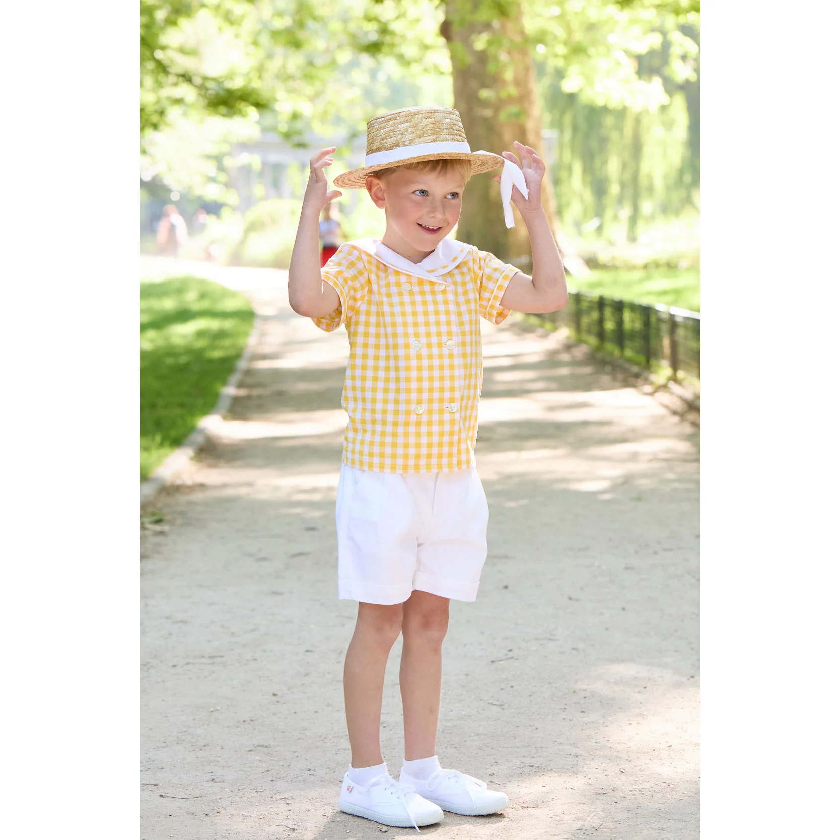 Kidiwi White Cotton Pique Adam Shorts - Image 2