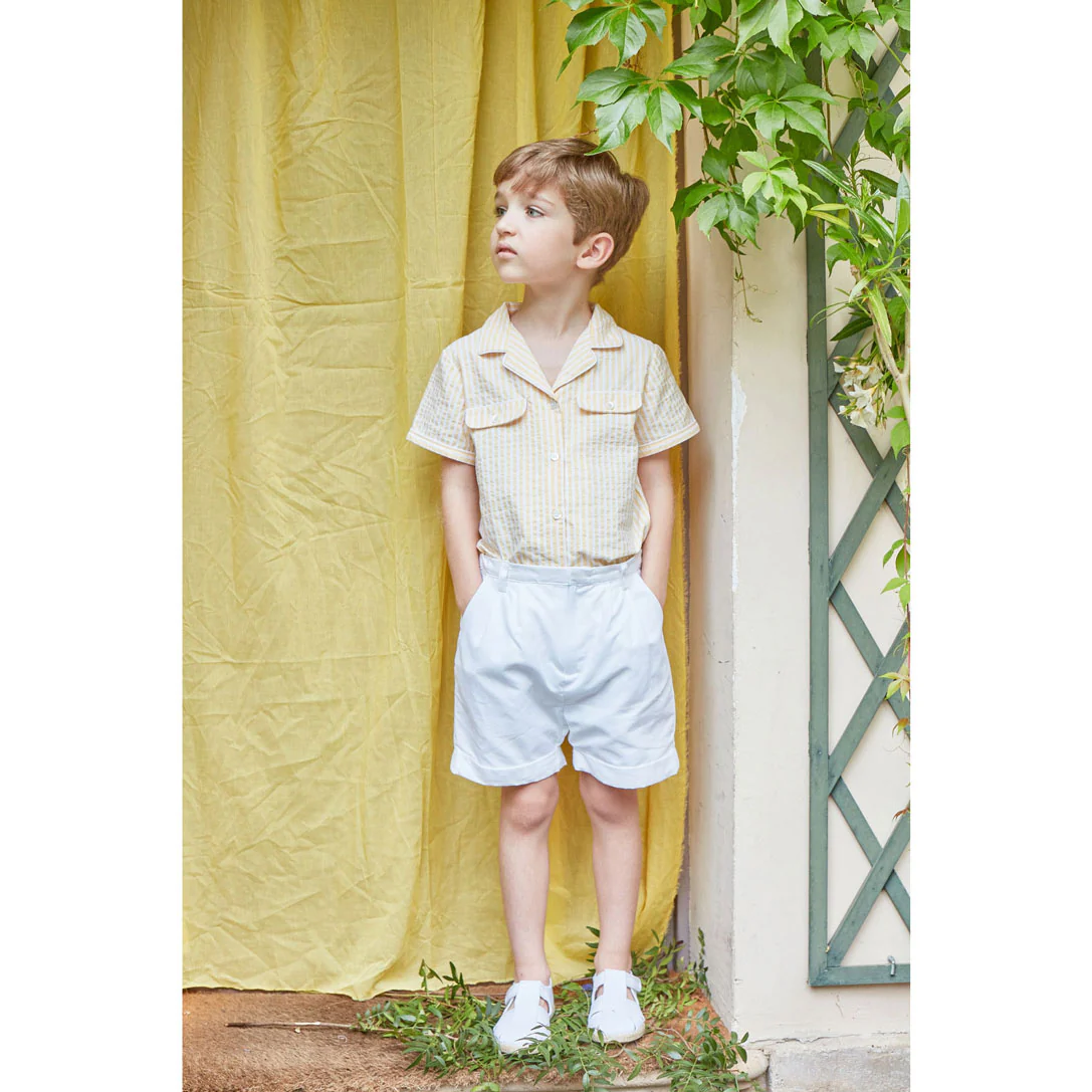 Kidiwi White Cotton Pique Adam Shorts - Image 2