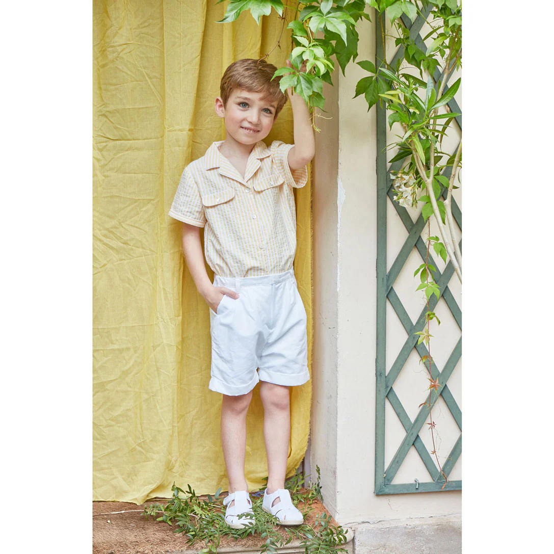 Kidiwi White Cotton Pique Adam Shorts - Image 3