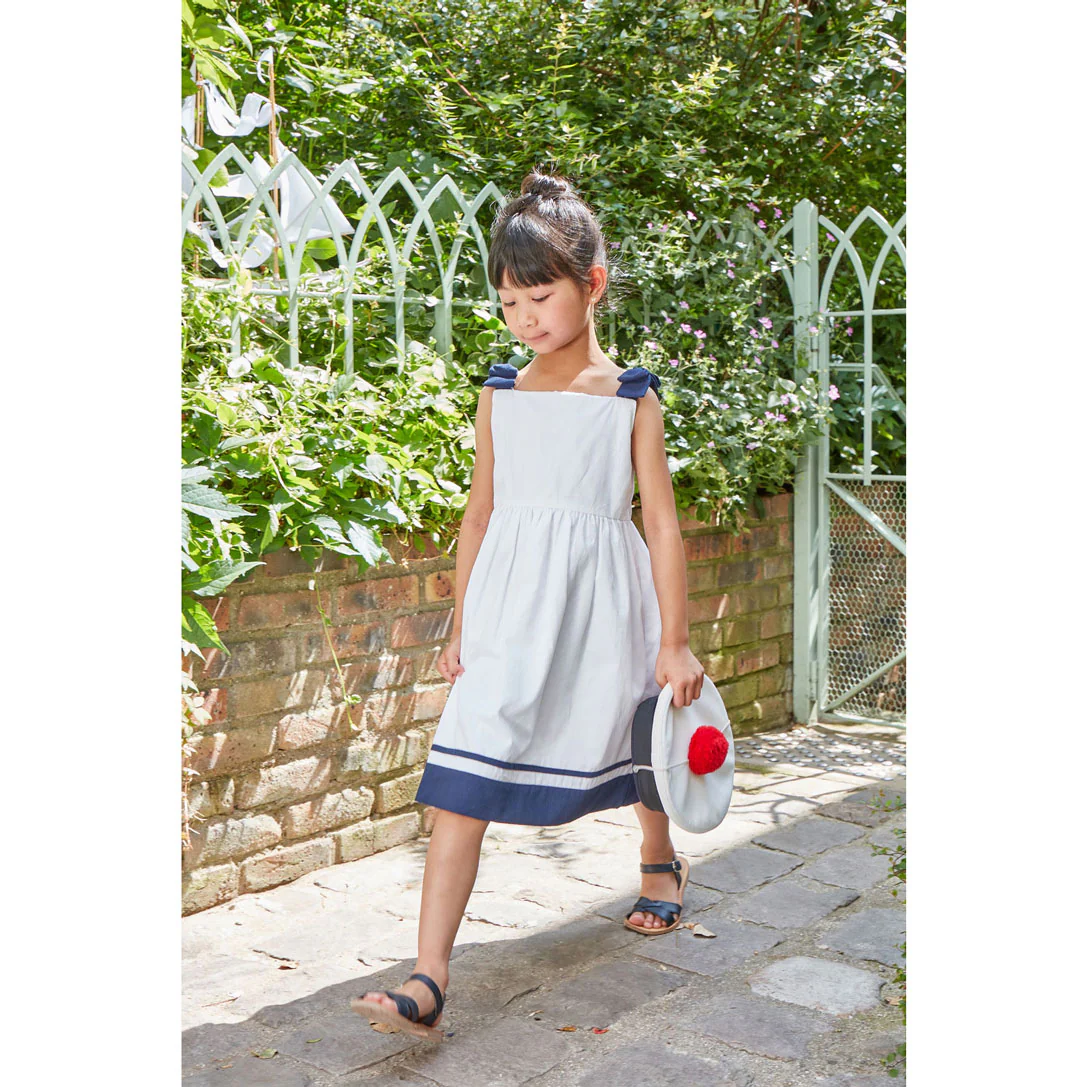 Kidiwi White Cotton Pique Sidonie Pinafore Dress - Image 2
