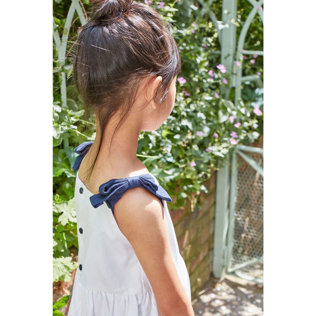 Kidiwi White Cotton Pique Sidonie Pinafore Dress - Image 3