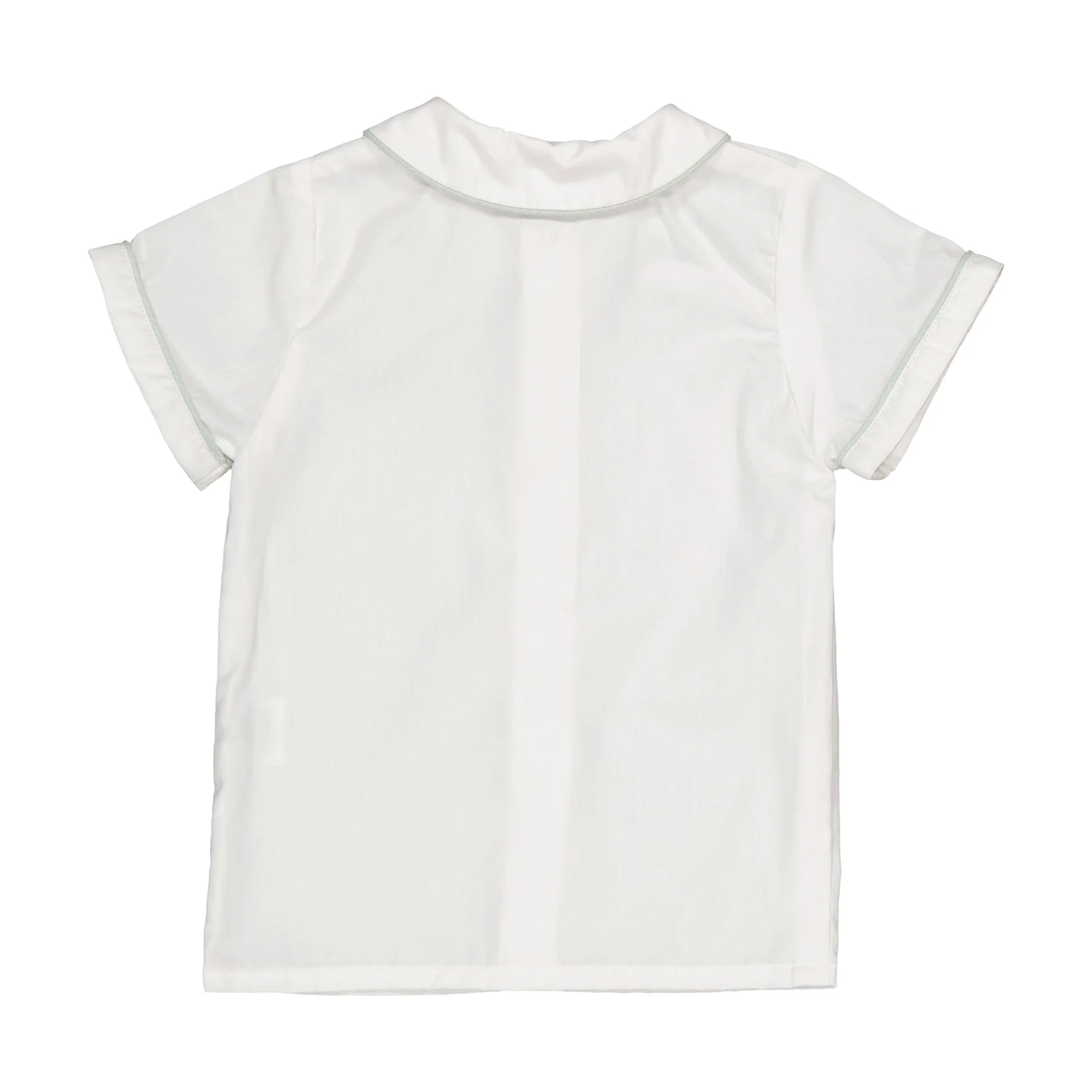 Kidiwi White Poplin With Mint Liinen Piping Lucien Shirt - Image 3