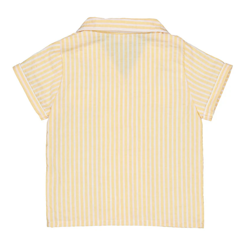 Kidiwi Yellow// White Seersucker Stripes Lupin Shirt - Image 4