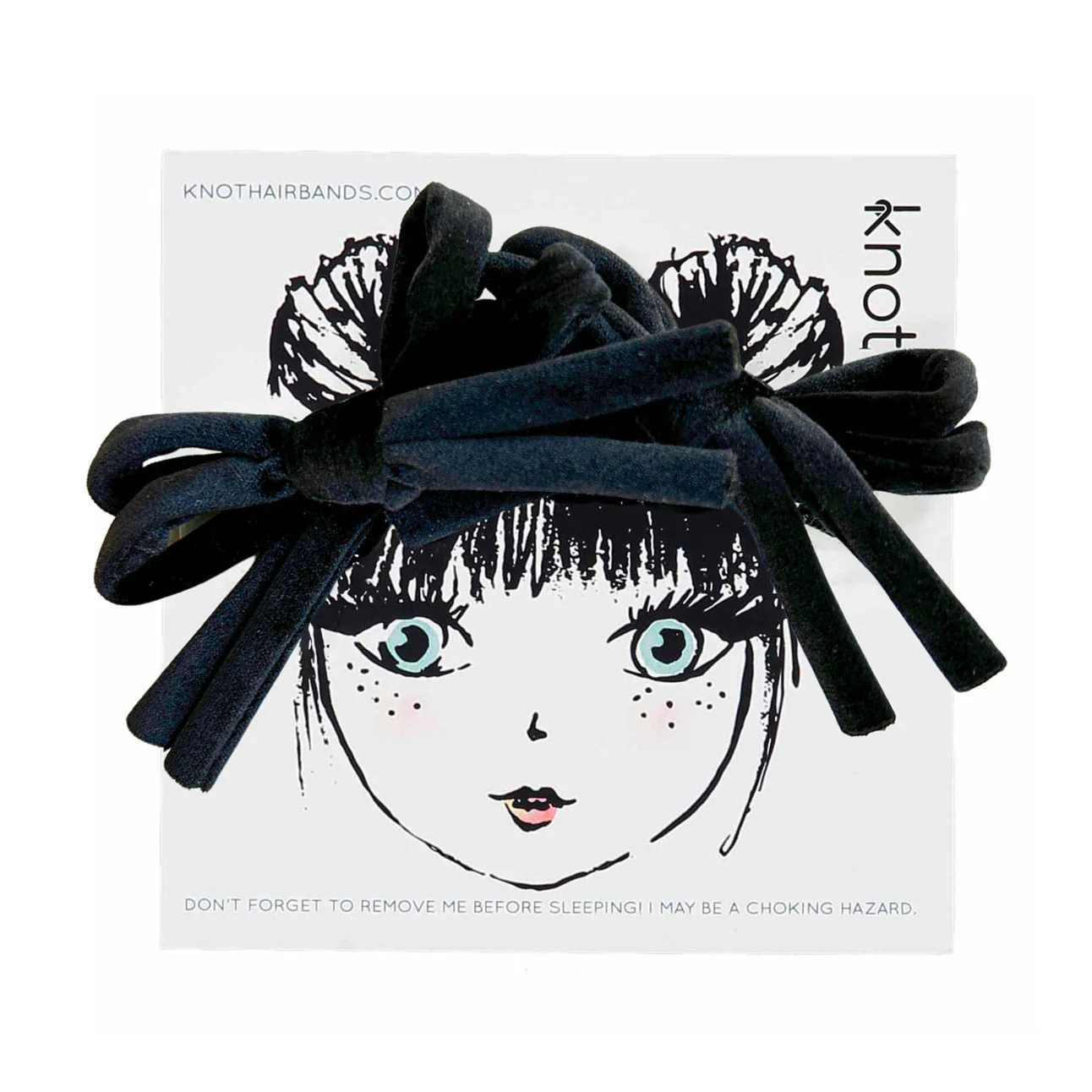 Knot Hairbands  Black Corded Mini Bow Set