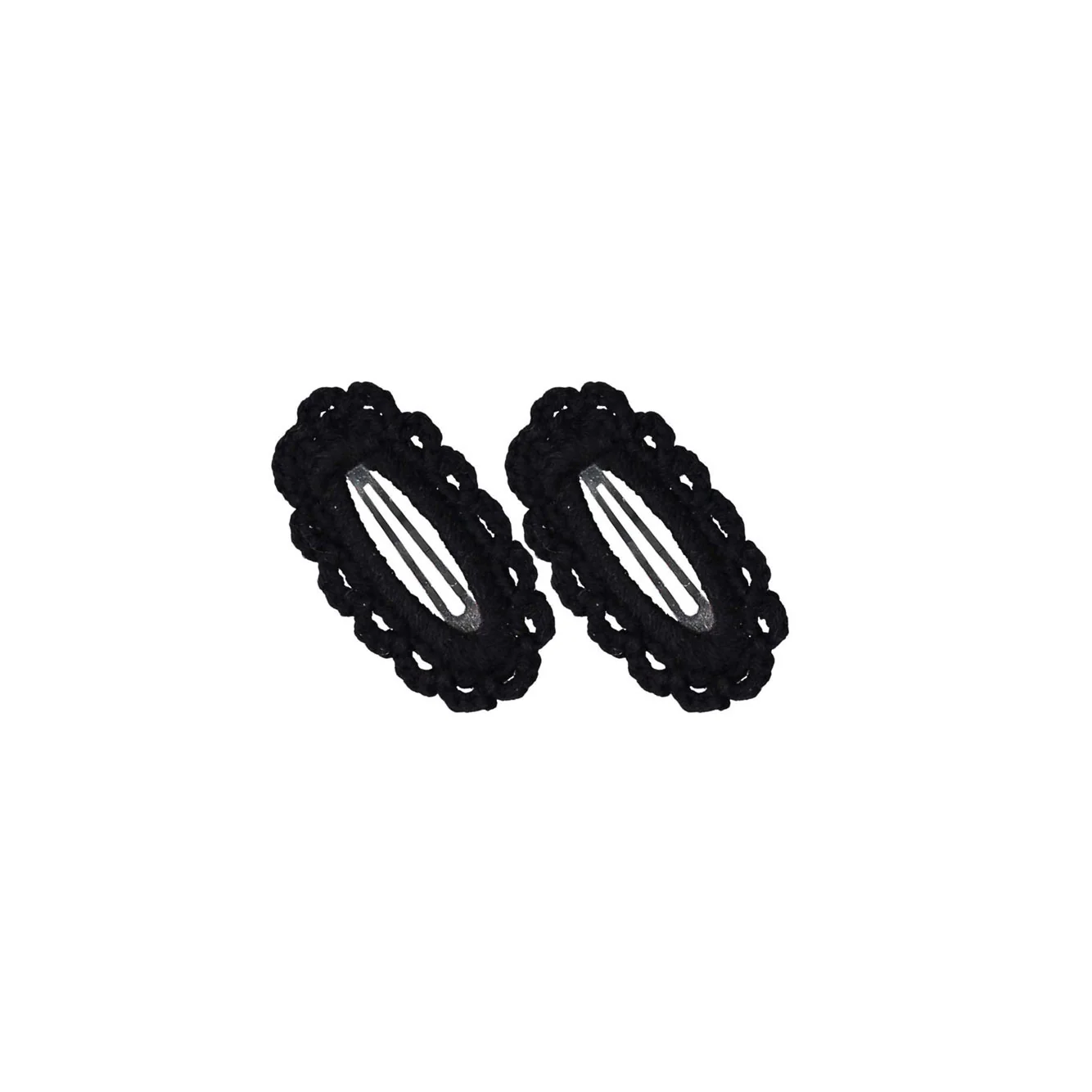 Knot Hairbands Black Floret Knit Clip Set