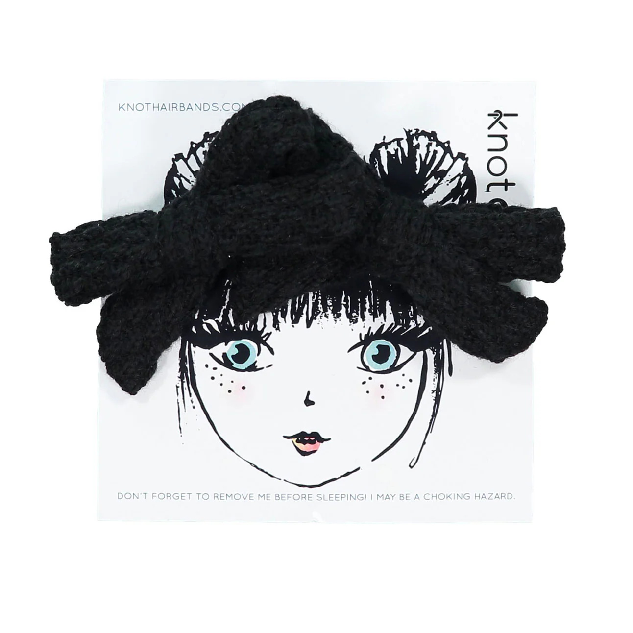 Knot Hairbands  Black Knitted Mini Bow Set