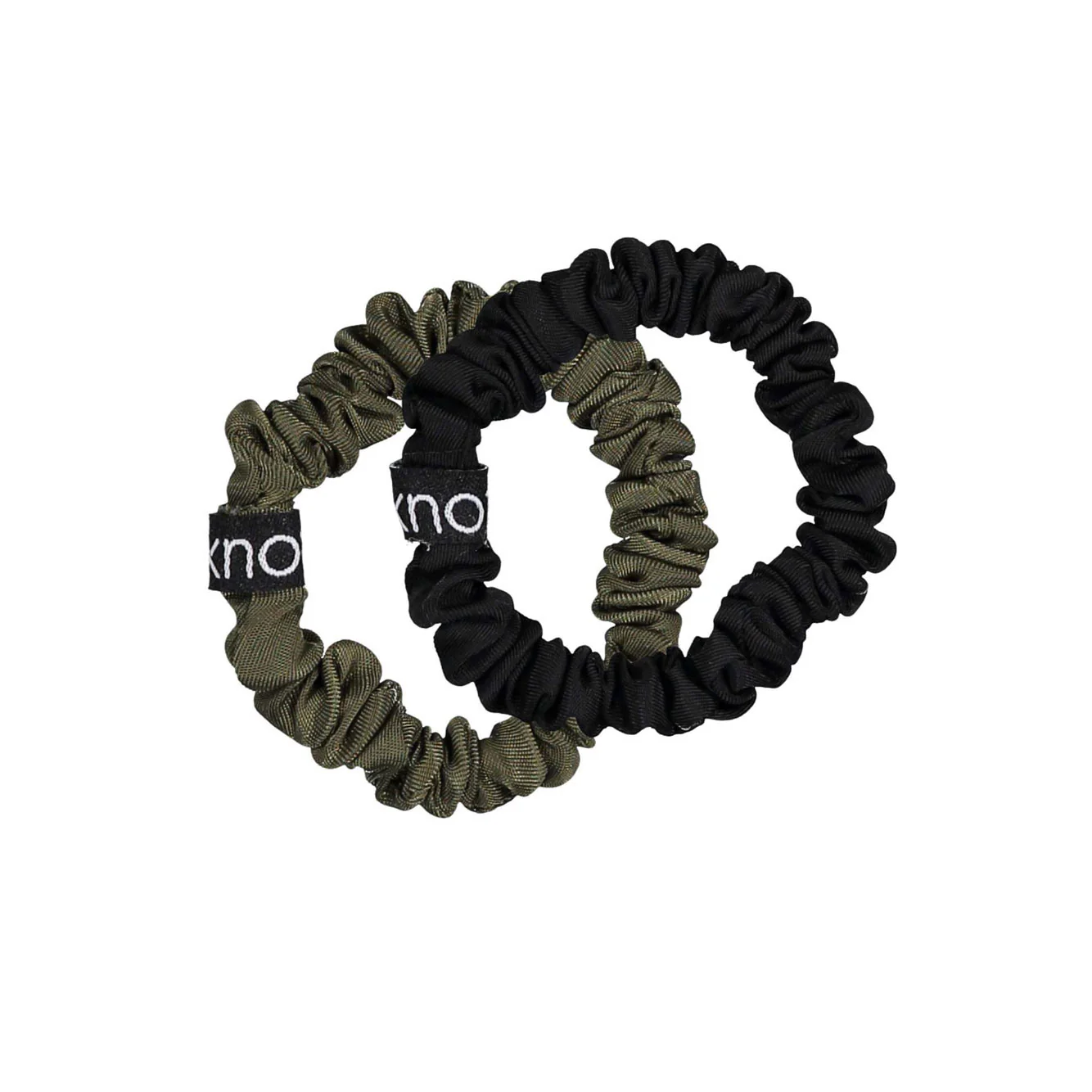 Knot Hairbands Black + Olive Satin Scrunchie Set