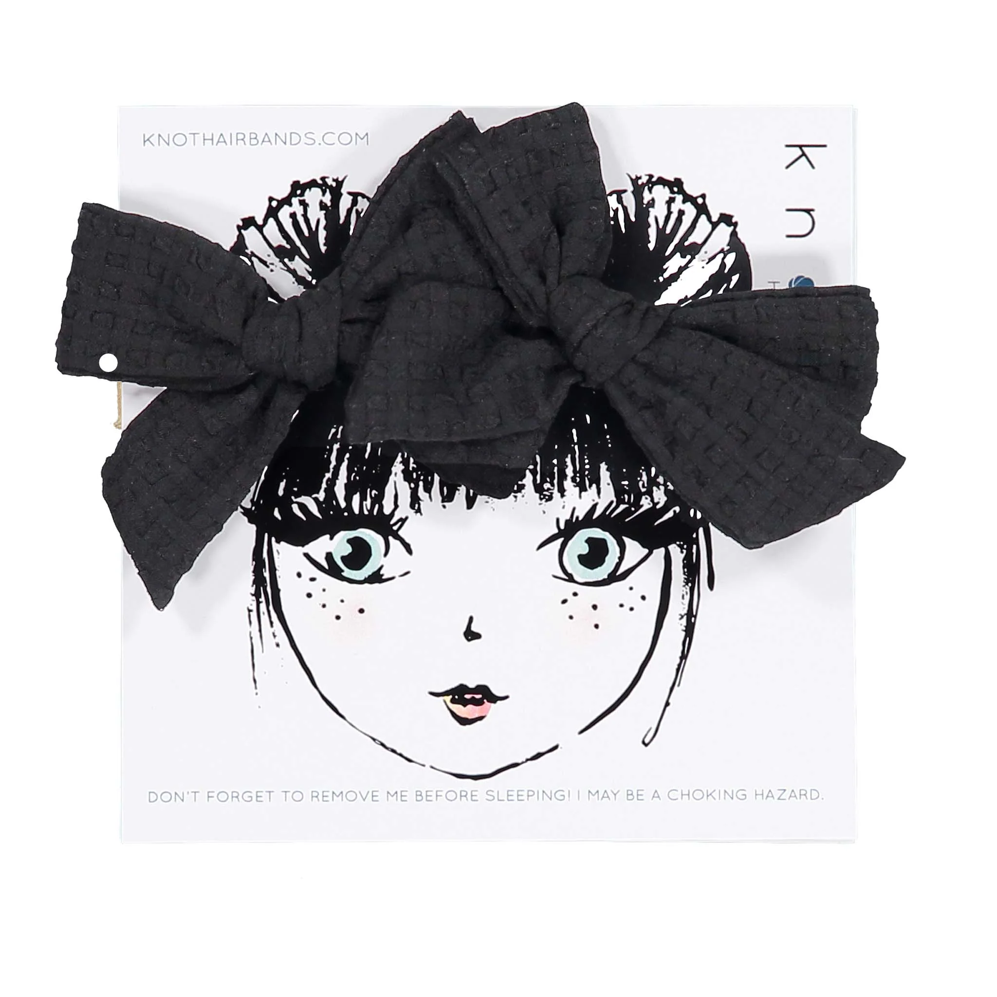 Knot Hairbands Black Seersucker Mini Clip Set