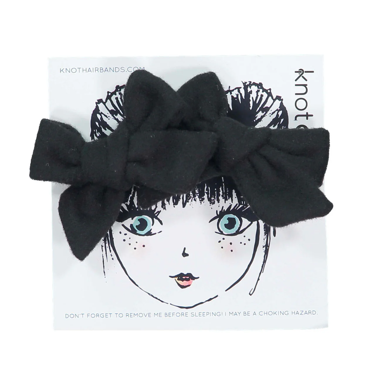 Knot Hairbands  Black Woolly Mini Bow Set