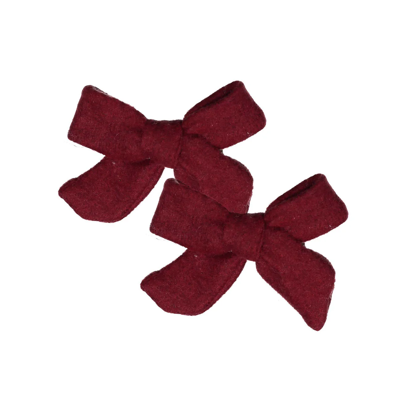 Knot Hairbands Burgundy Woolen Clip Set
