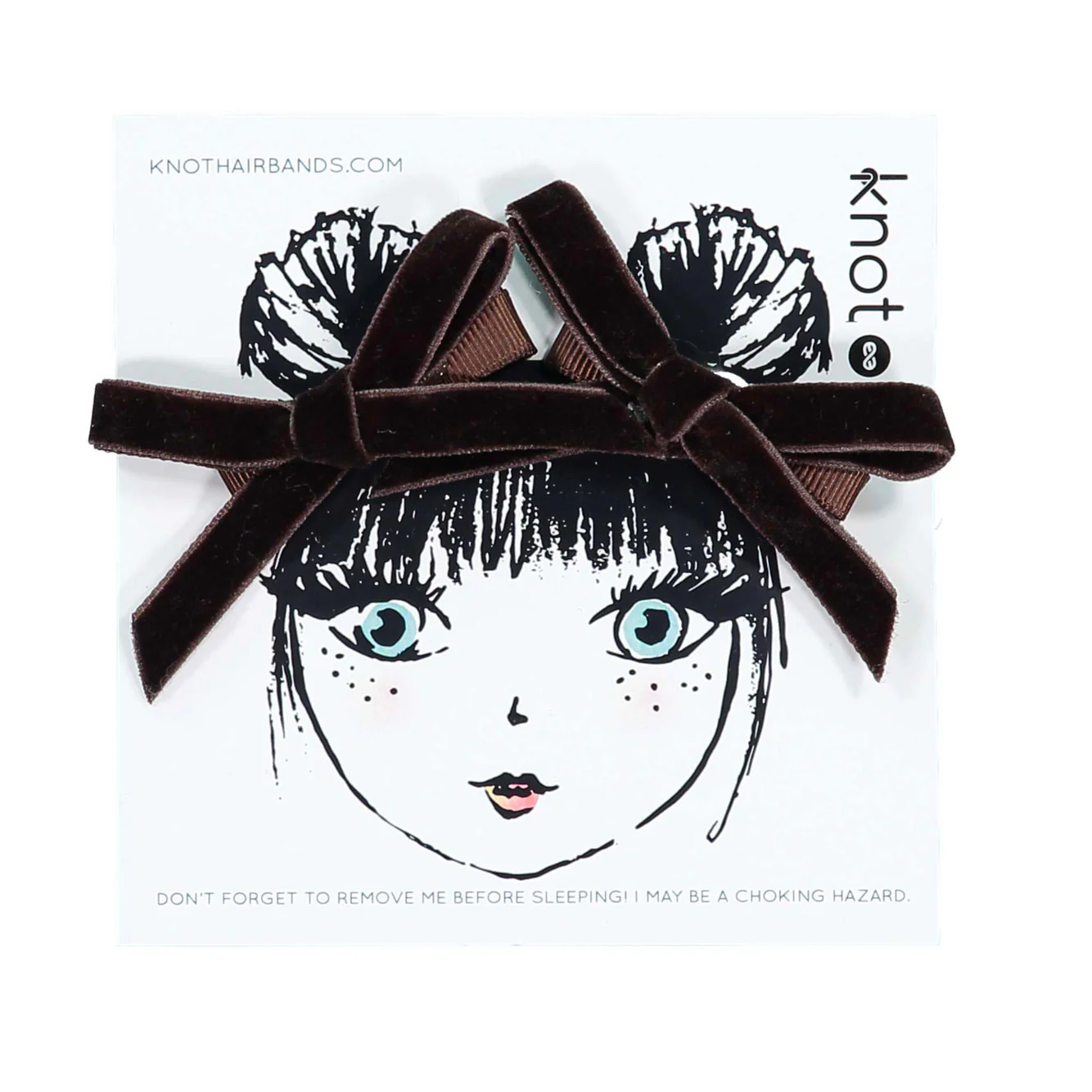 Knot Hairbands  Cocoa Velvet Ribbon Mini Bow Set