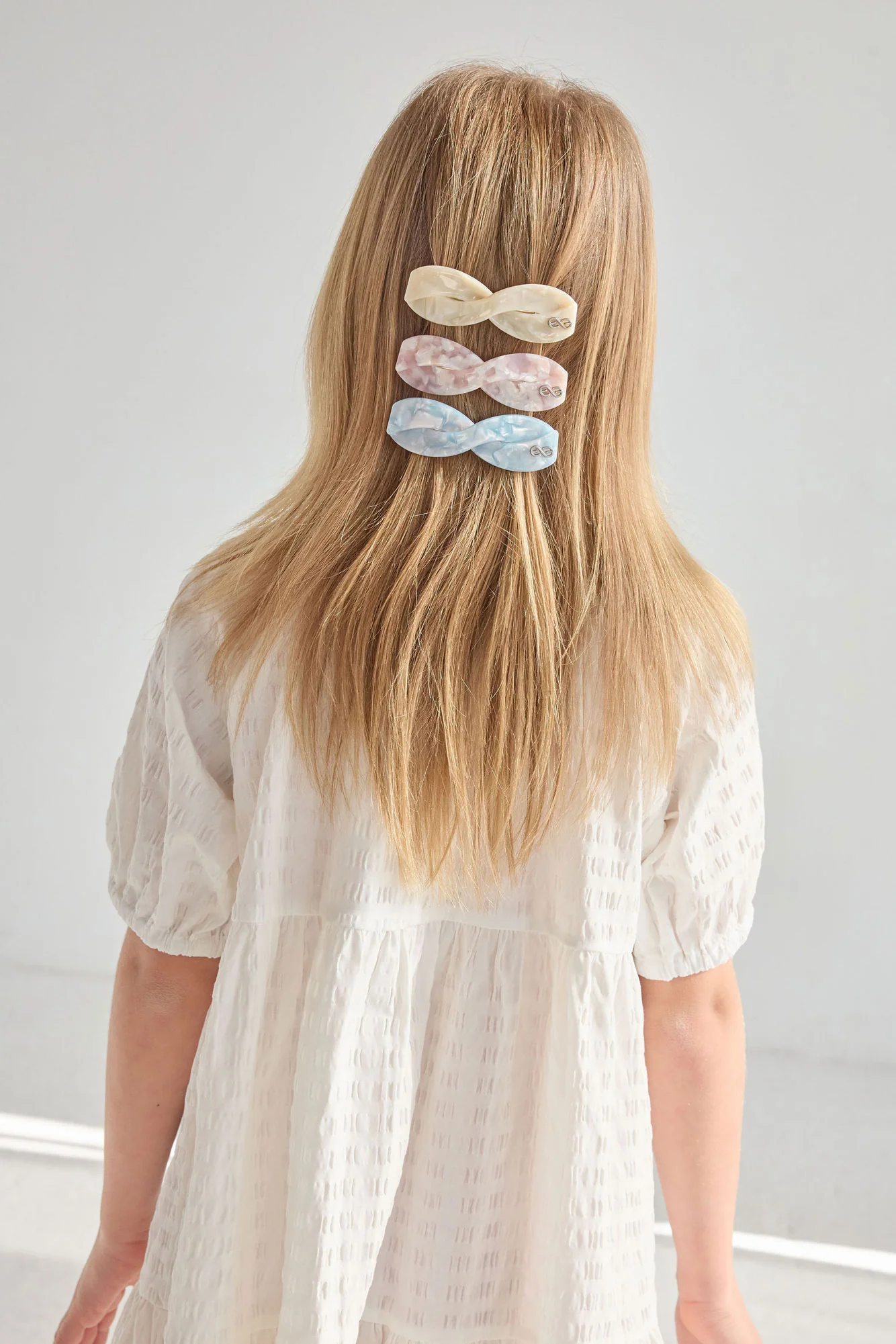 Knot Hairbands  Cream Glass Seaglass Barrette - Image 2
