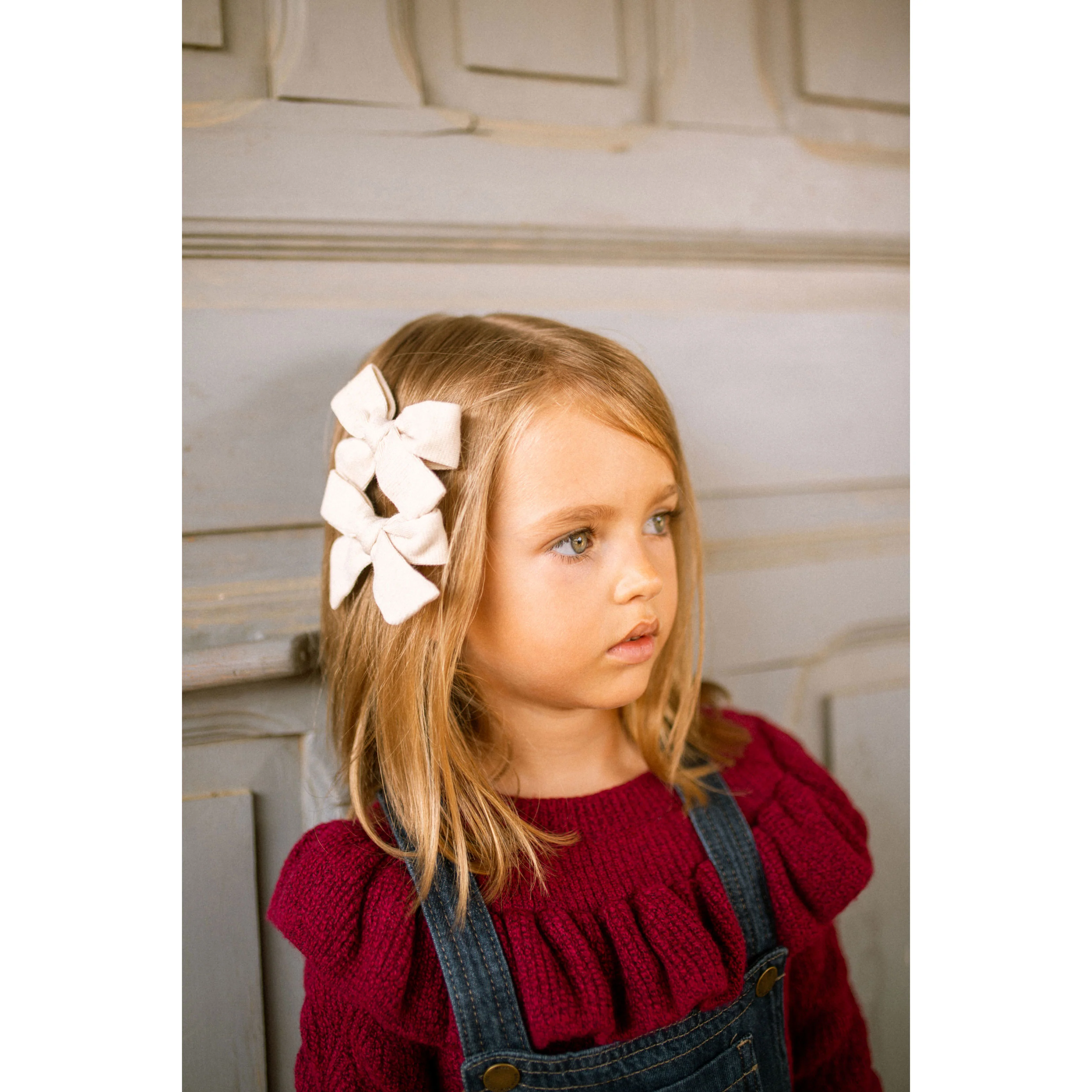 Knot Hairbands  Cream Jersey Mini Bow Set - Image 2