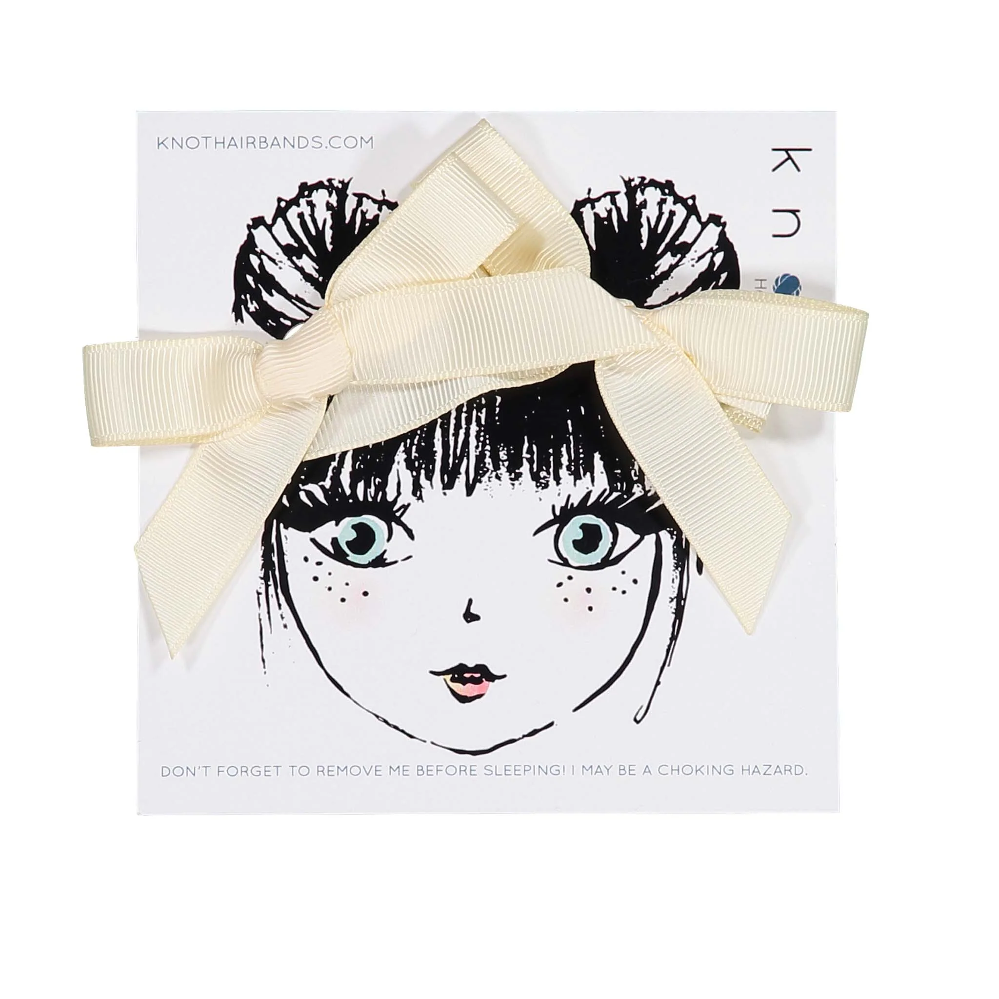 Knot Hairbands Creme Ribbon Mini Clip Set
