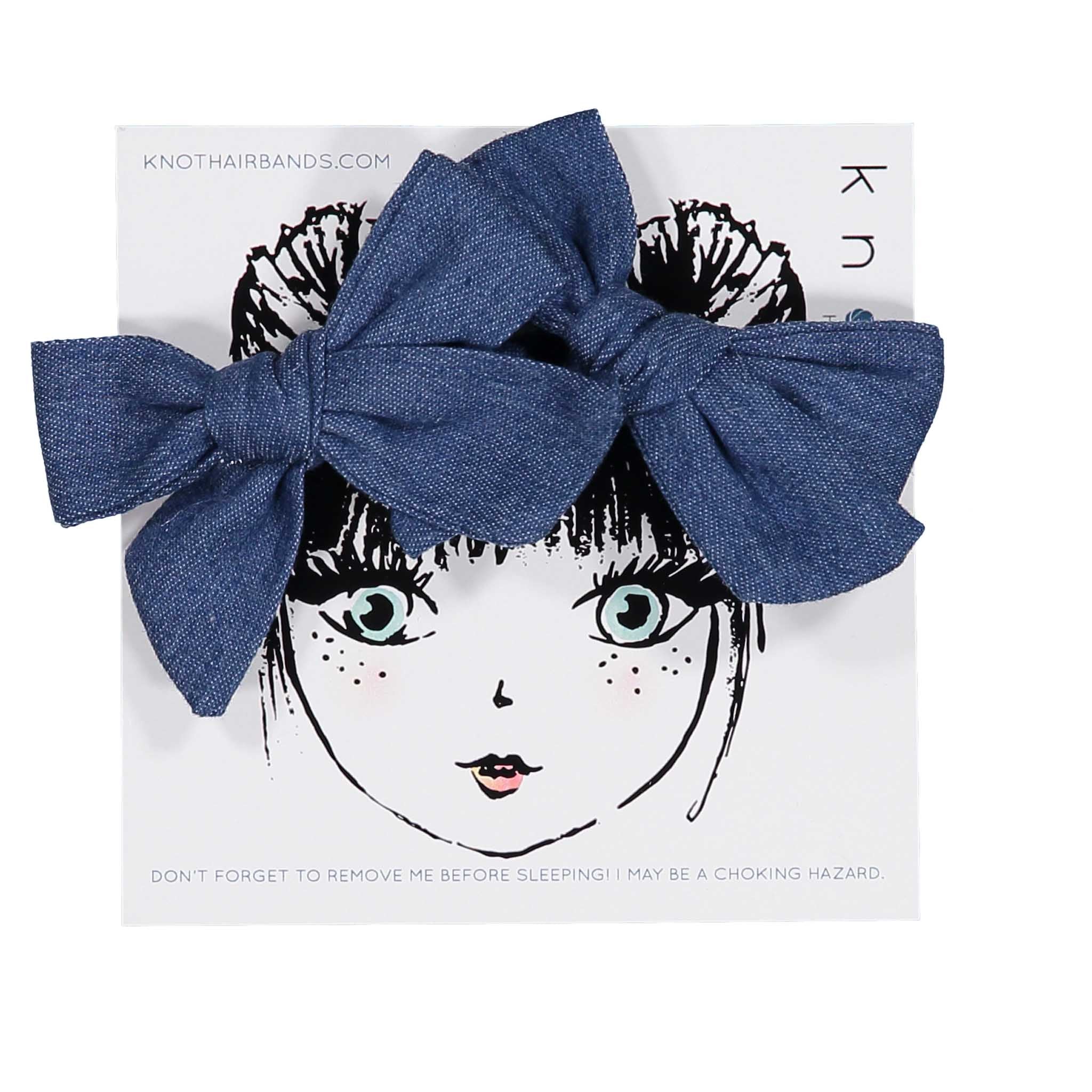 Knot Hairbands Dark Wash Denim Mini Clip Set