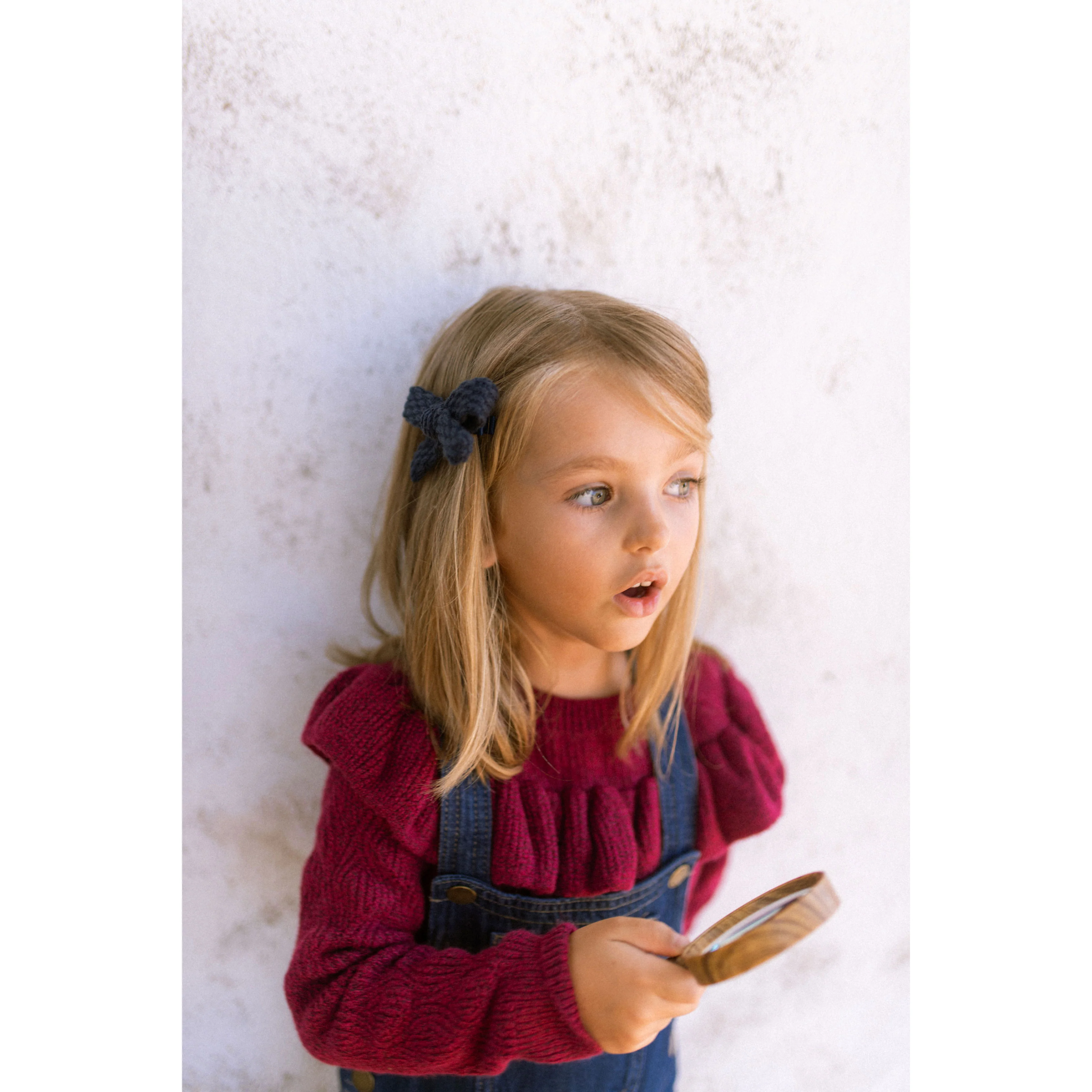 Knot Hairbands  Navy Knitted Bow Clip - Image 2