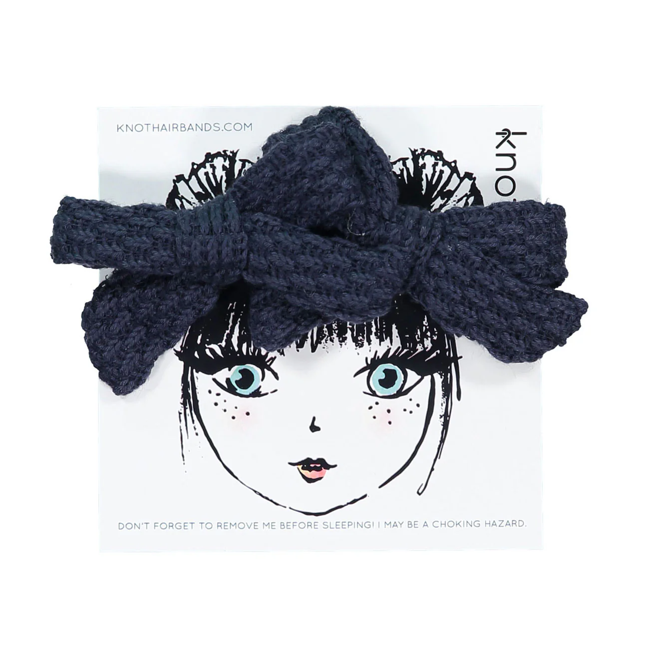 Knot Hairbands  Navy Knitted Mini Bow Set