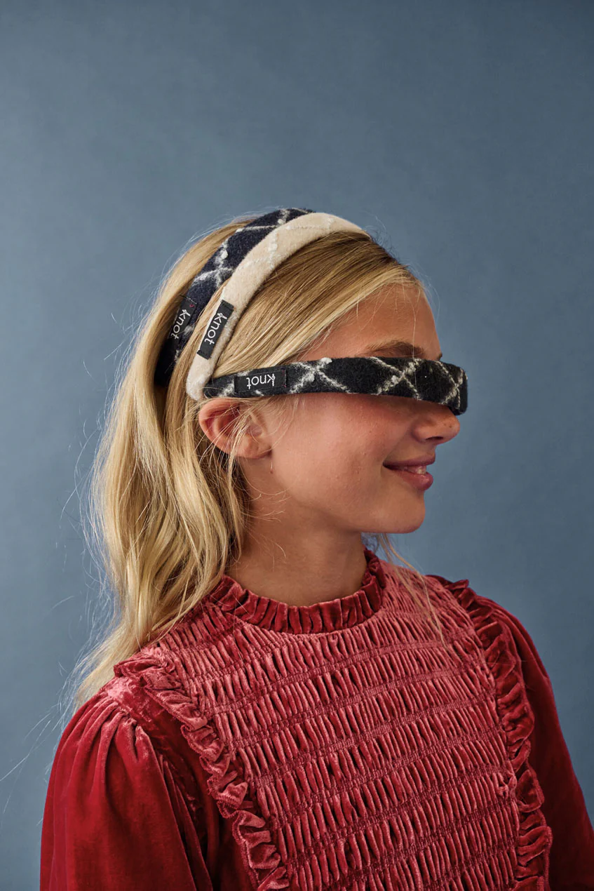 Knot Hairbands Navy Plaid Headband - Image 2