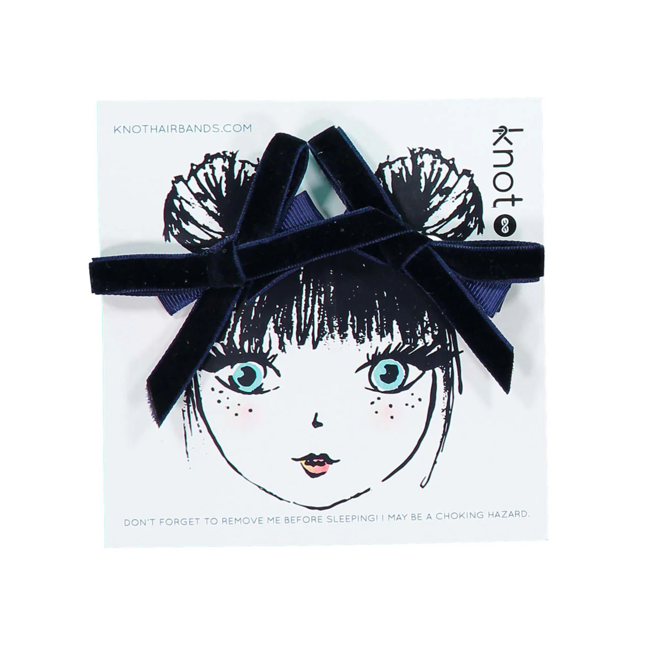 Knot Hairbands Navy Velvet Ribbon Mini Bow Set