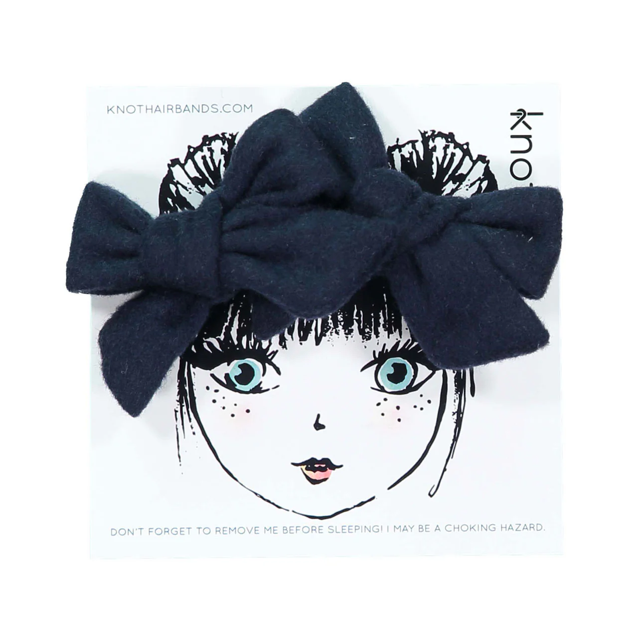 Knot Hairbands  Navy Woolly Mini Bow Set