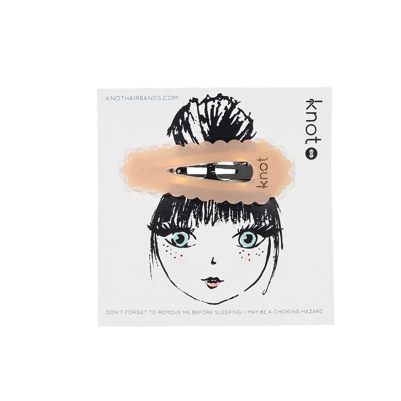 Knot Hairbands Pink Scalloped Oversized Snap Clip