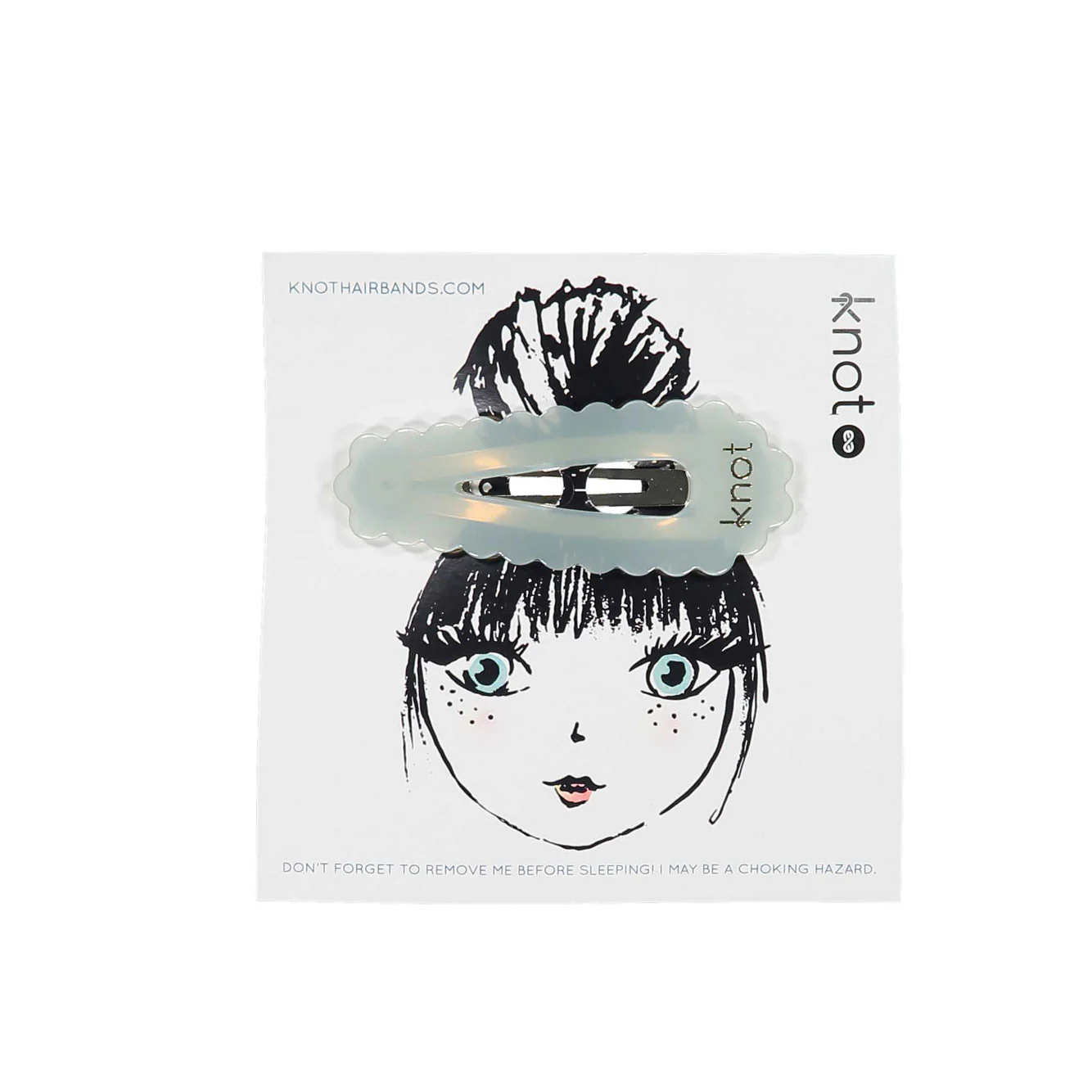 Knot Hairbands Sky Blue Scalloped Oversized Snap Clip