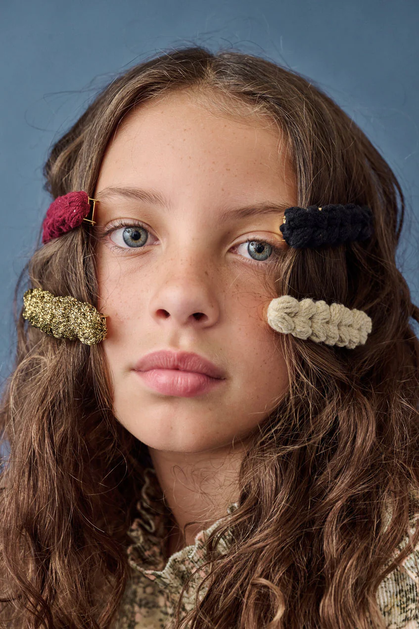 Knot Hairbands Taupe Floret Knit Bow Barrette - Image 2