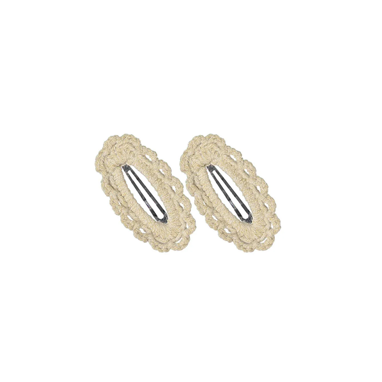 Knot Hairbands Taupe Floret Knit Clip Set