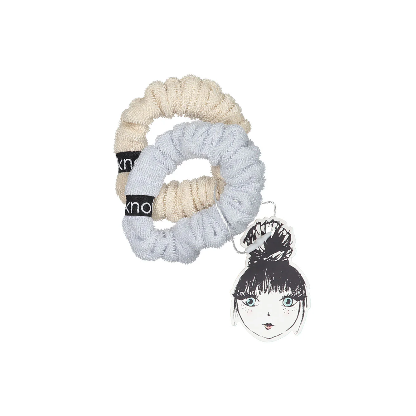 Knot Hairbands  Taupe + Powder Blue Cabana Scrunchie Set