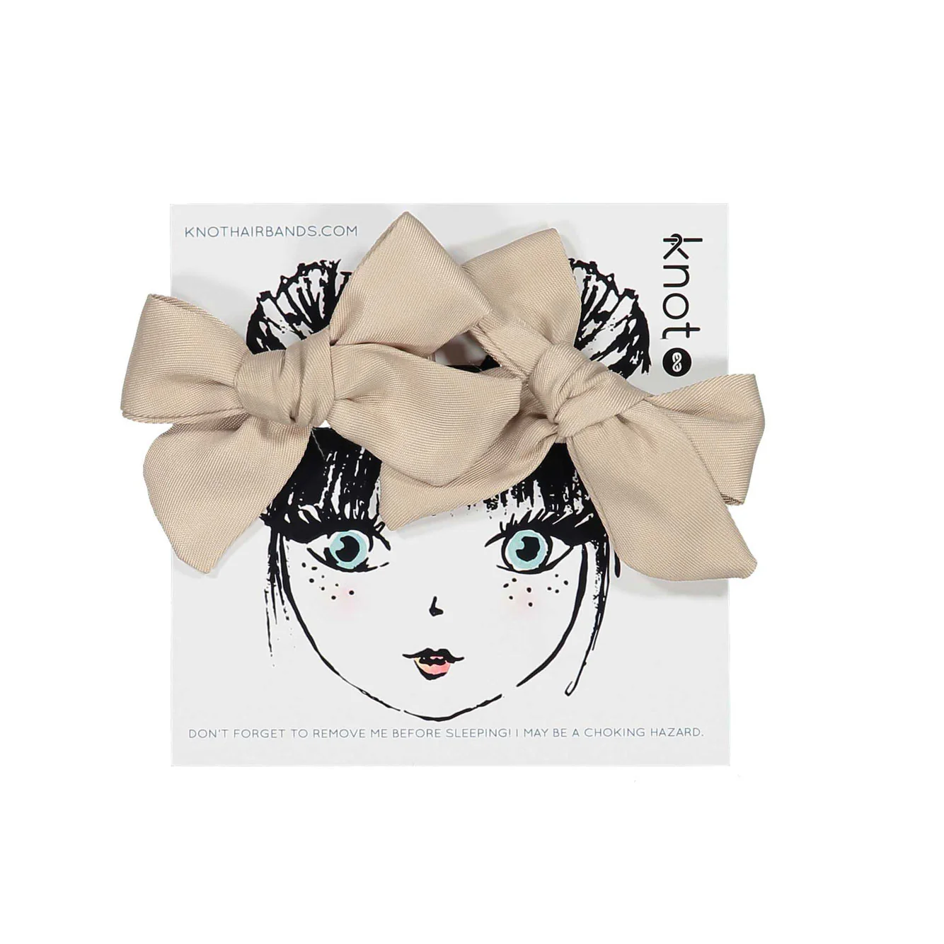Knot Hairbands Taupe Sateen Bow Set