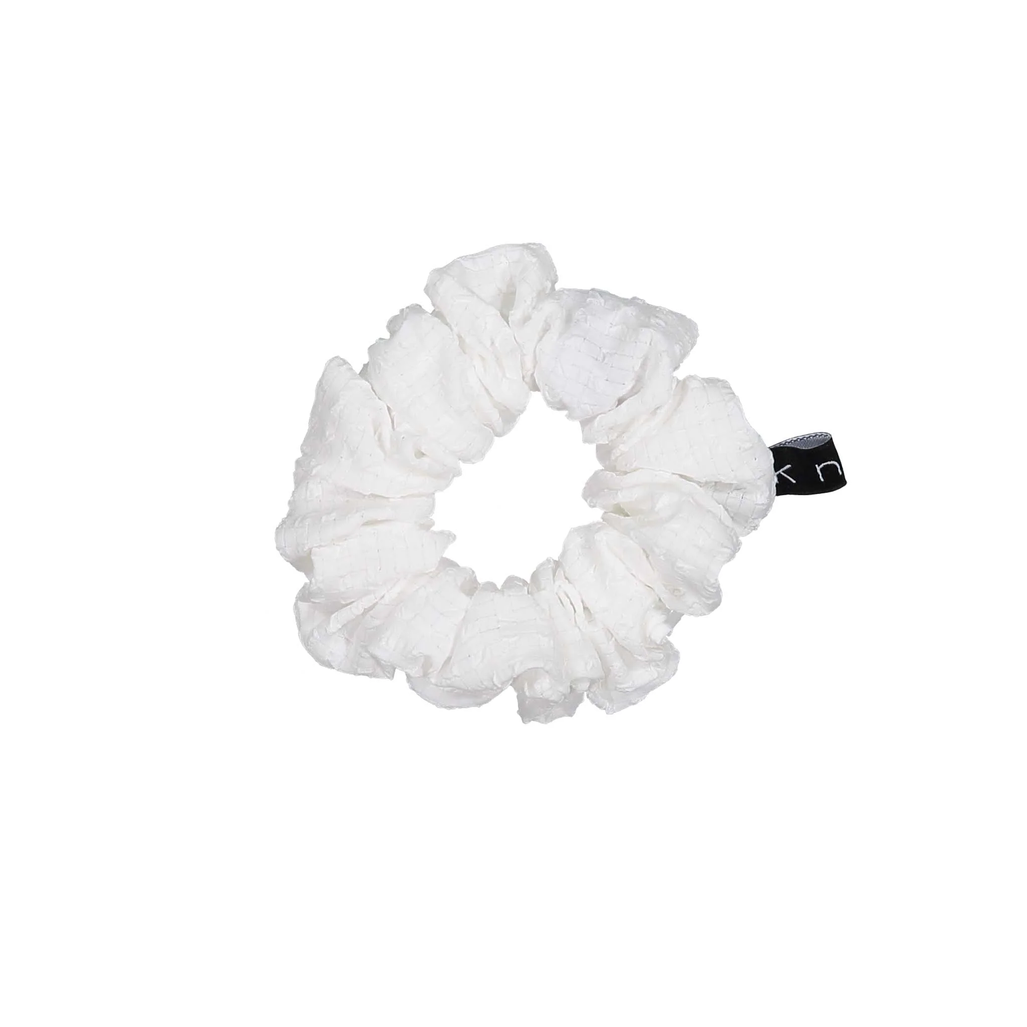 Knot Hairbands White Seersucker Petite Scrunchie