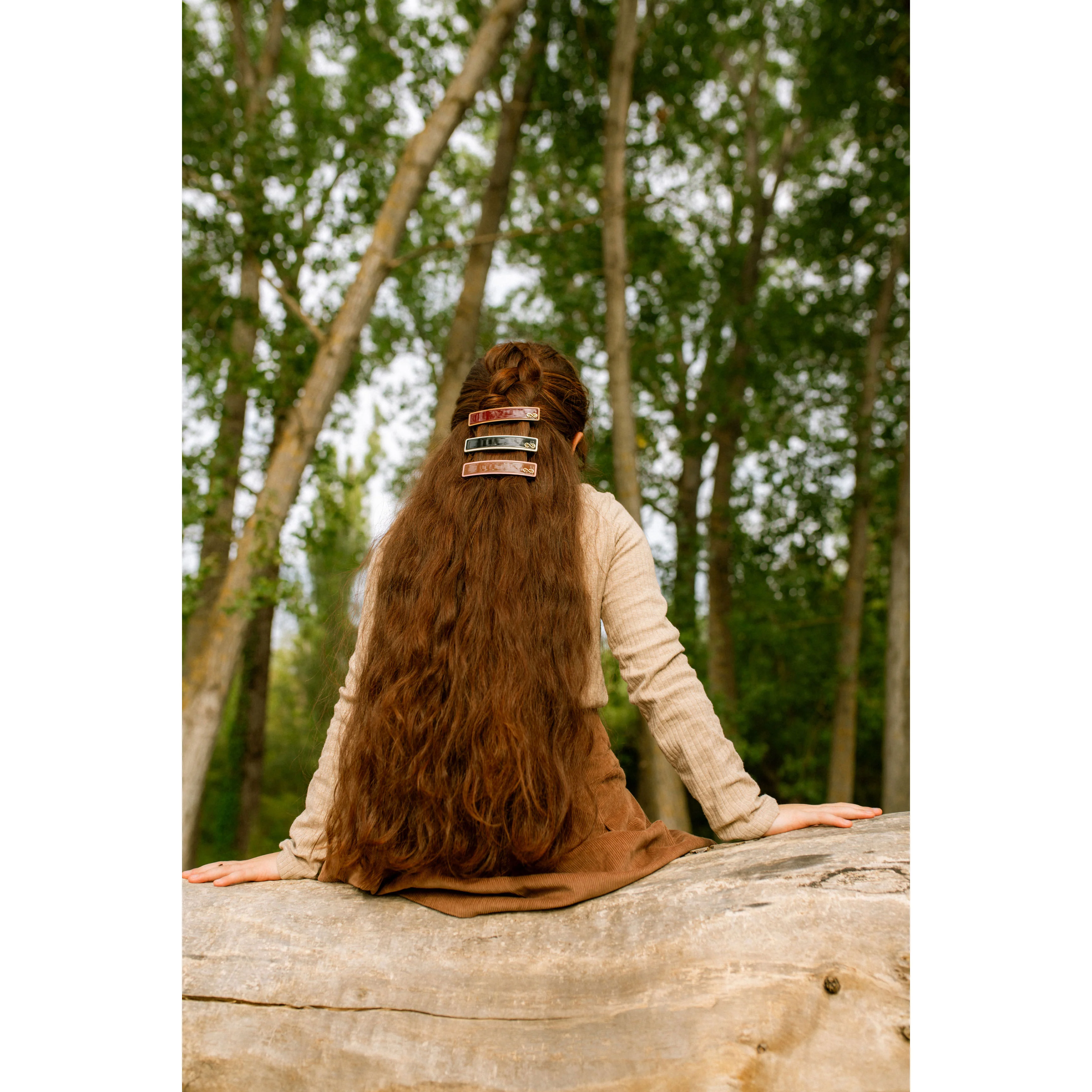 Knot Hairbands  Wine + Camel Profile Barrette - Image 3