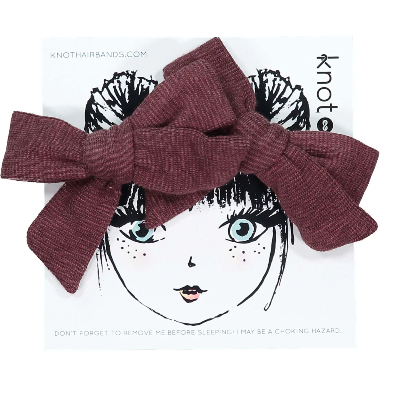 Knot Hairbands  Wine Jersey Mini Bow Set
