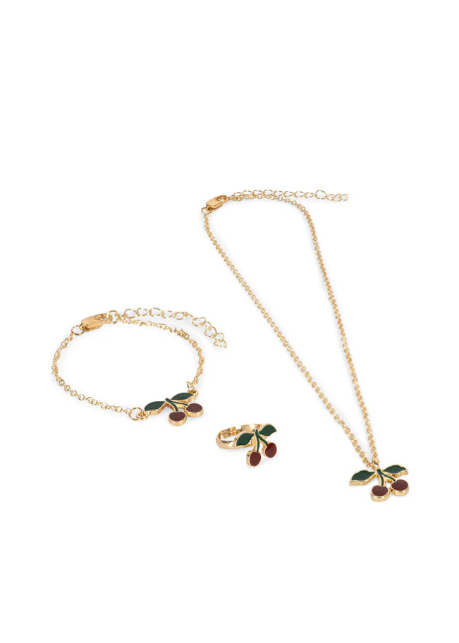 Konges Slojd Gold Cherry Jewelry Set