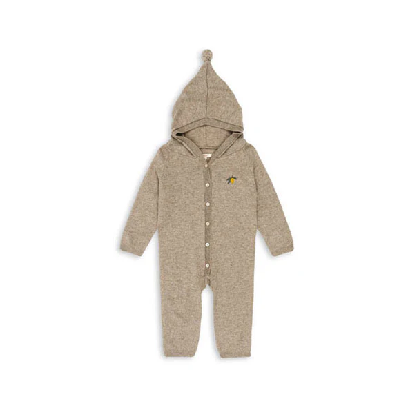 Konges Slojd Light Brown Mattou Knit Onesie