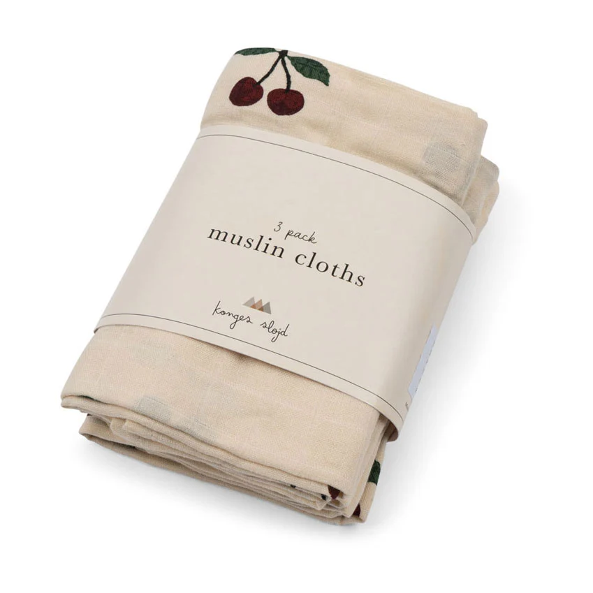 Konges Slojd Ma Grande Cerise 3 Pack Muslin Cloth