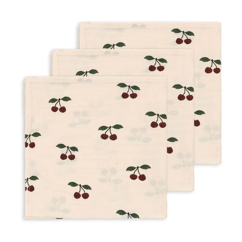 Konges Slojd Ma Grande Cerise 3 Pack Muslin Cloth - Image 2
