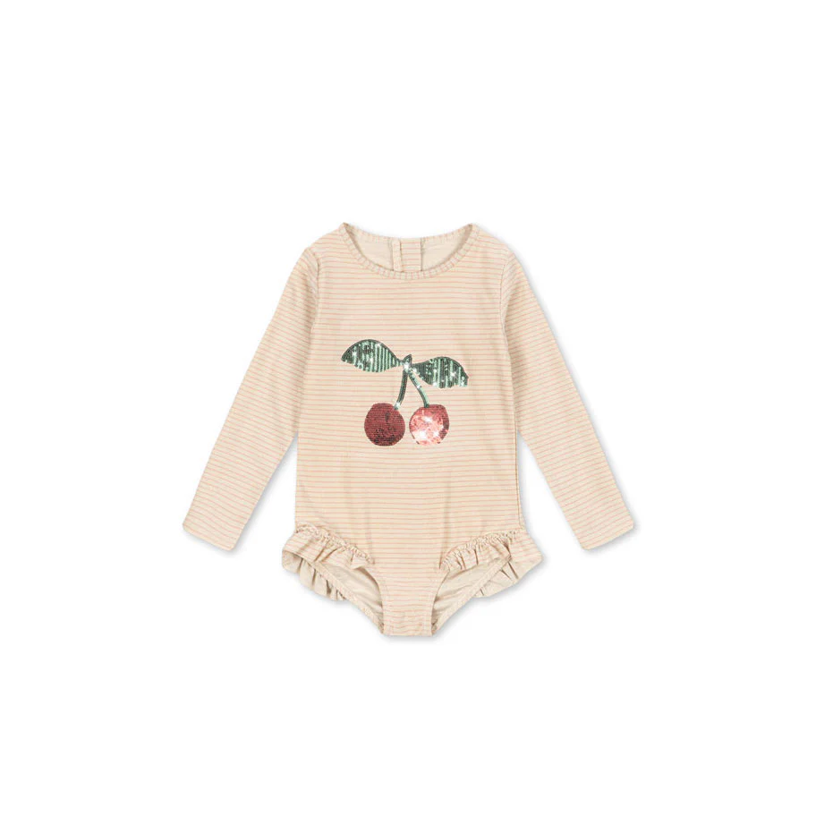 Konges Slojd Rose Stripe Jade Ls Swimsuit