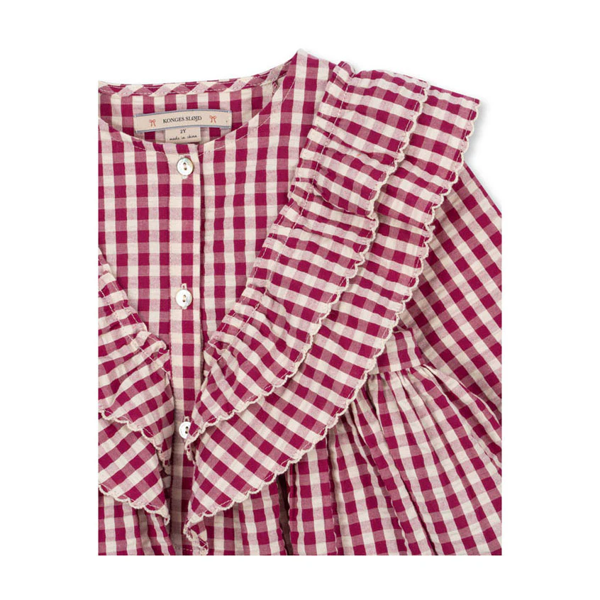 Konges Slojd Sangria/Butter Check Kim Dress - Image 3