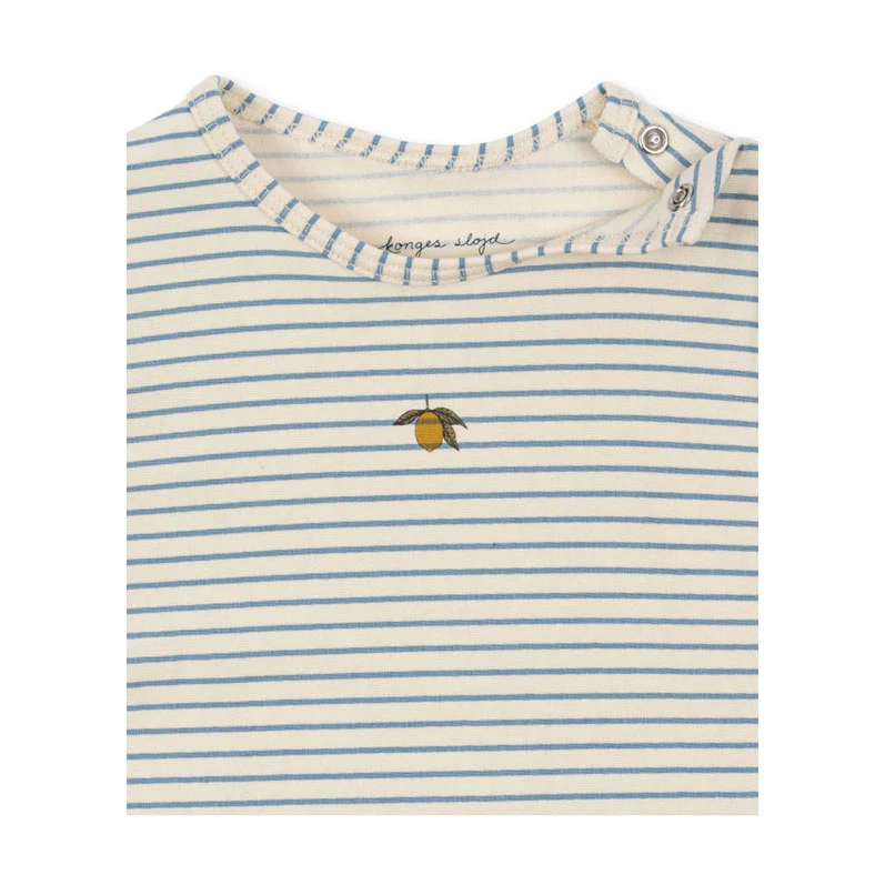Konges Slojd Stripe Blue Basic Onesie - Image 3