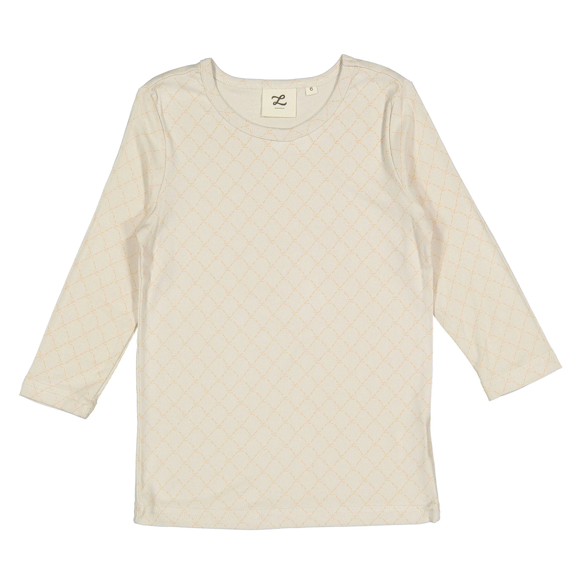L by Ladida Beige Logo Grid 3/4 Sleeve