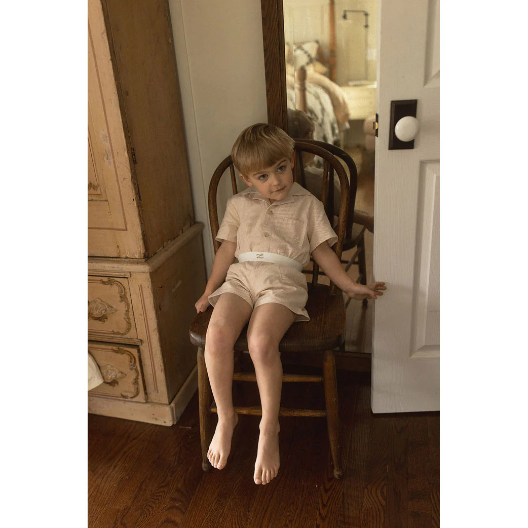 L by Ladida Beige Stripe Grandpa Shirt - Image 3