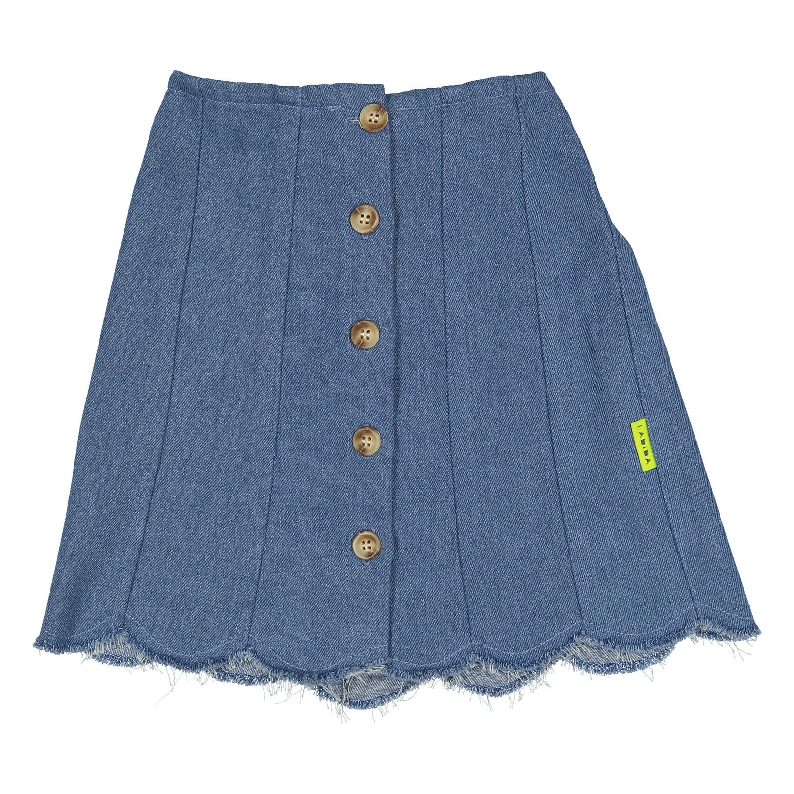 L by Ladida Blue Denim Scalloped Skirt