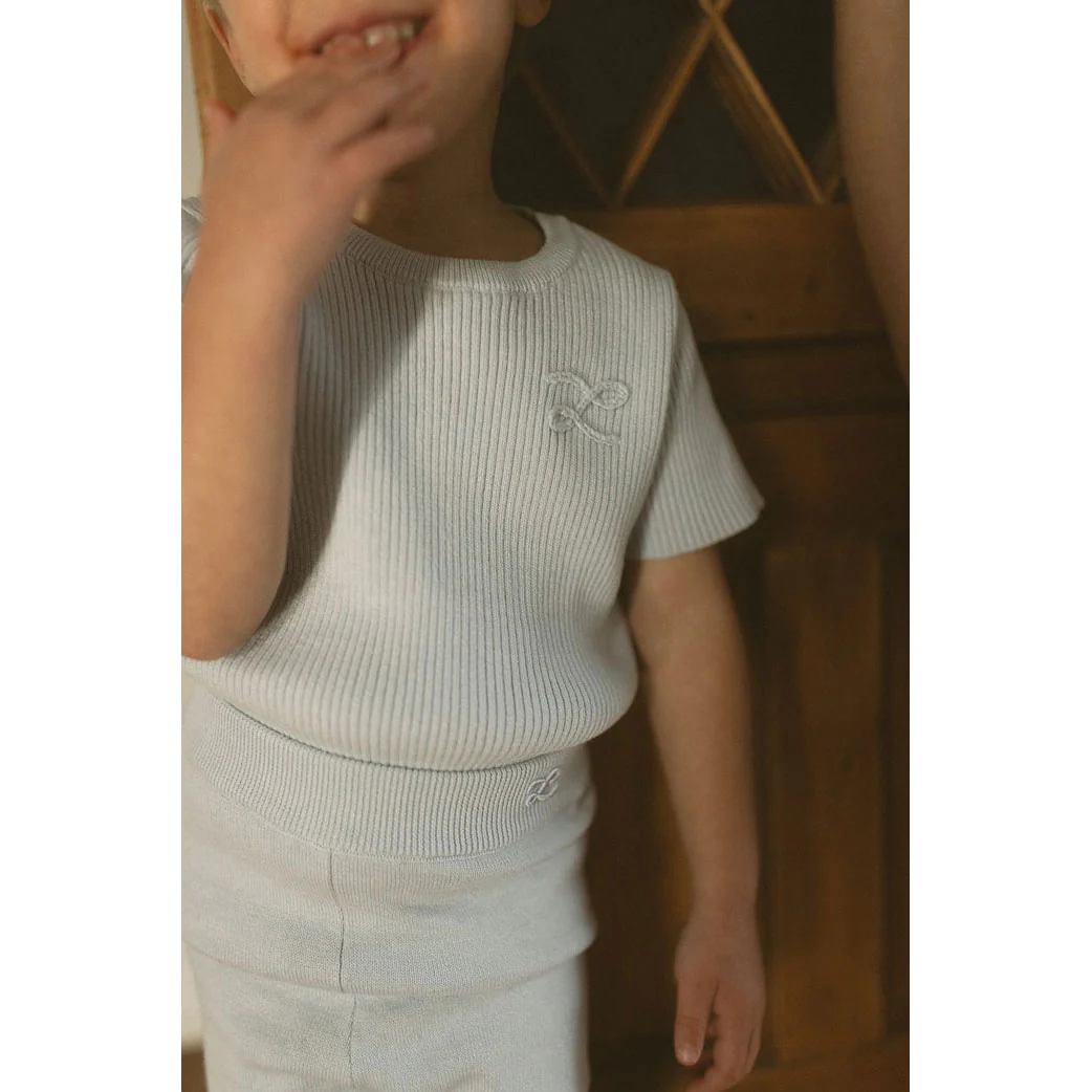 L By Ladida Blue Marled Ribbed Knit Short - Image 4