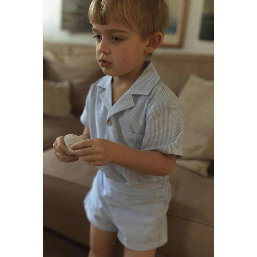 L by Ladida Blue Stripe Button Short - Image 3